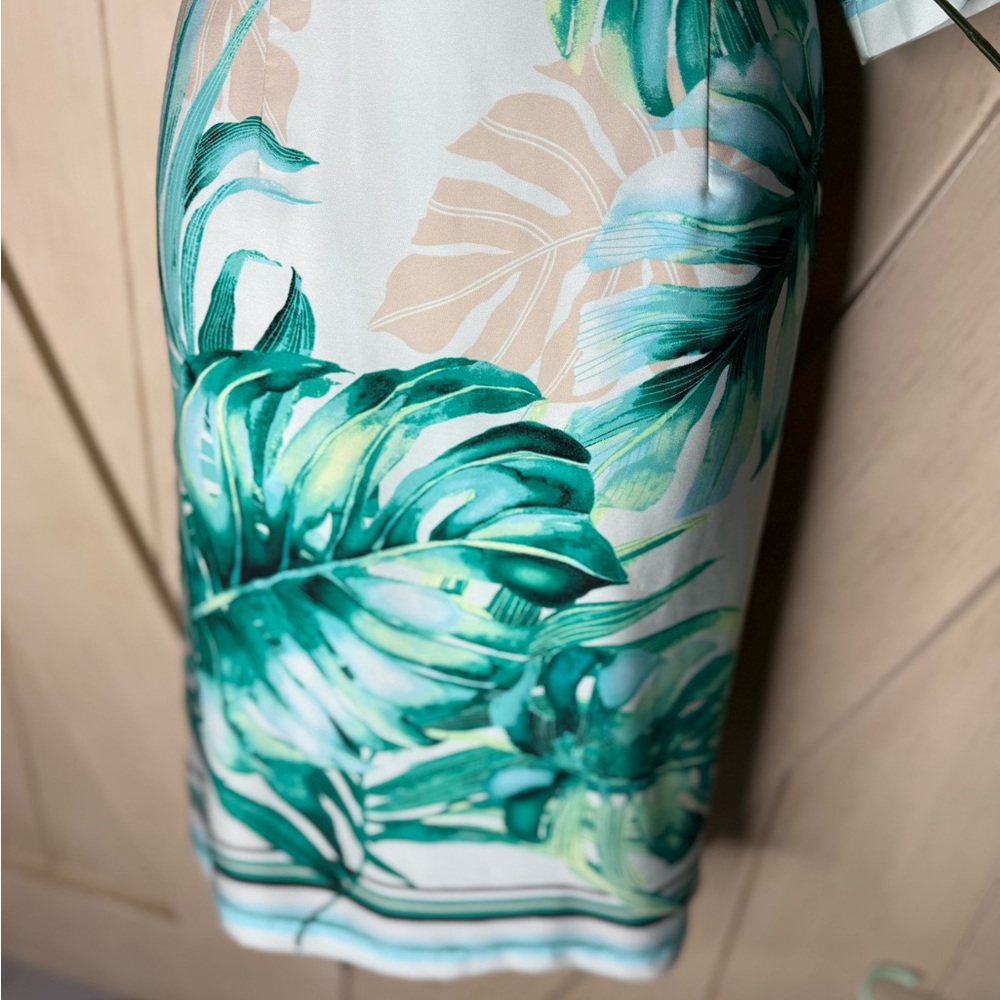 Chico's Green Leaf Print Midi Dress - Picture 4 of 6